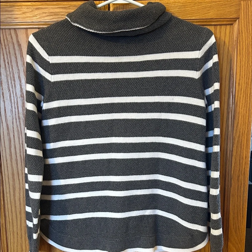 Tommy Hilfiger Charcoal and White Striped Turtleneck Sweater - Picture 2 of 4